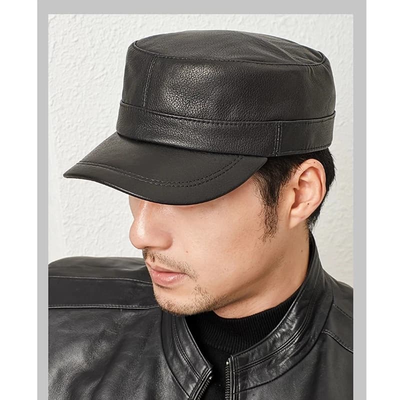 New 2026 Men Genuine Leather Baseball Caps Winter Male Casual Classic Cowhide Military Warm 56-60 Adjustable Sprot Flight Hats