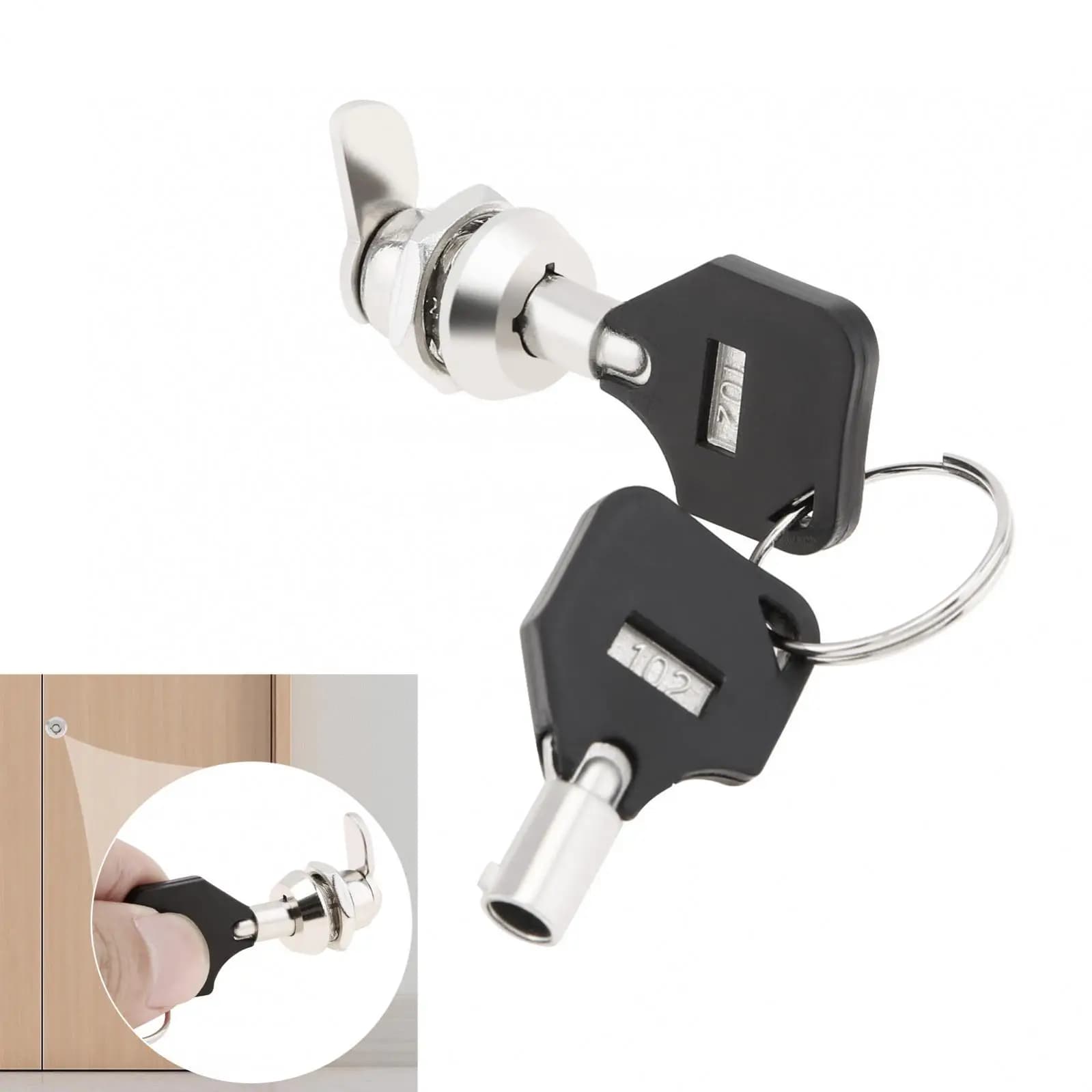 Mini Serratura Tubolare a Camma per Porte di Armadietti, Sicurezza per Oggetti Importanti, Cilindro per Porta/Cassetta Postale/Telefono con 2 Chiavi
