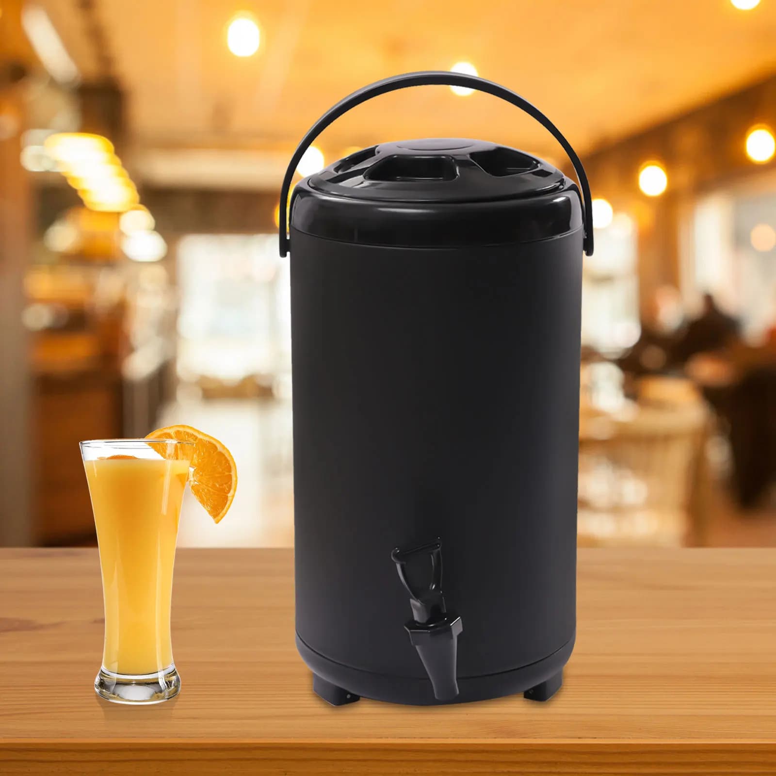 2.3Gal Insulated Beverage Dispenser 12-Hour Hot Cold Retention Stainless Steel Rust Proof Large Capacity Drink Server With Spring Back Faucet For Parties Buffets Cafes Restaurants Hotels Coffee Tea Milk Soup