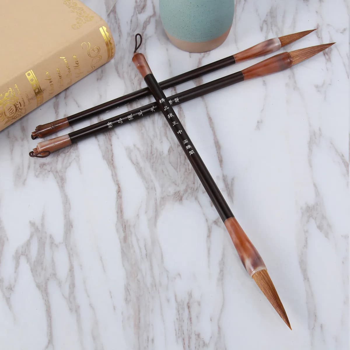3Pcs Chinese Calligraphy Hair Drawing Writing Brush Set Sizes L Traditional Caligraphy Starter Kit