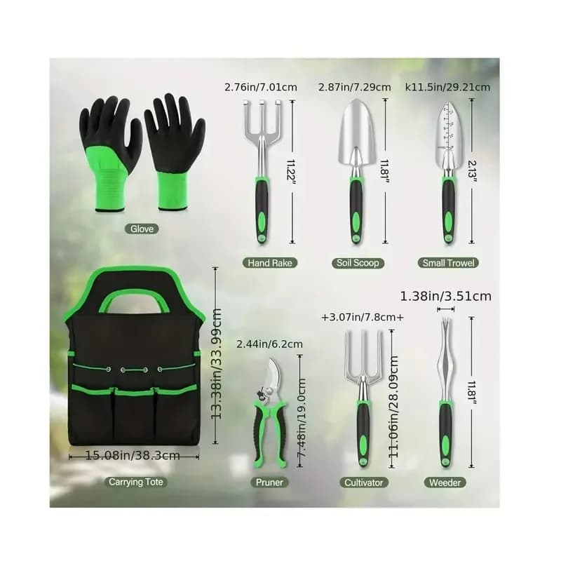 8Pcs Heavy Duty Gardening Hand Tools Set, Thickened Aluminum Alloy Digging Weeding Tools with TPR Non-Slip Handles, Carbon Steel Pruning Shears, Oxford Storage Tote Bag & Protective Gloves, Multipurpose Planting Kit for Outdoor Indoor Plant Care