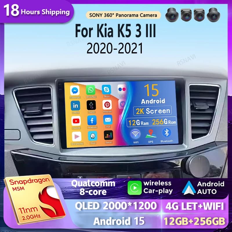 Android 15 wifi + 4G Carplay AUTO BT Autoradio Per Kia Cadenza K7 2010 Navigazione GPS Video Stereo Multimedia DVD 360 Macchina Fotografica 2 DIN