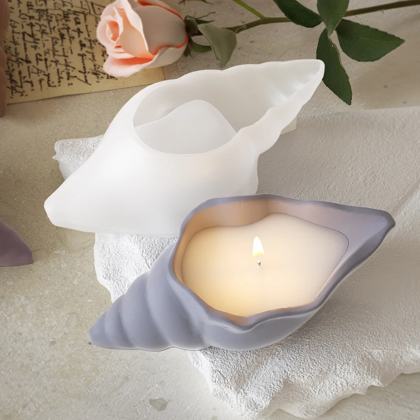 Stampo per candele conchiglie Stampo per candele in gesso per aromaterapia in silicone Kit per realizzare candele Artigianato fai-da-te Decorazioni per la casa Regali fatti a mano