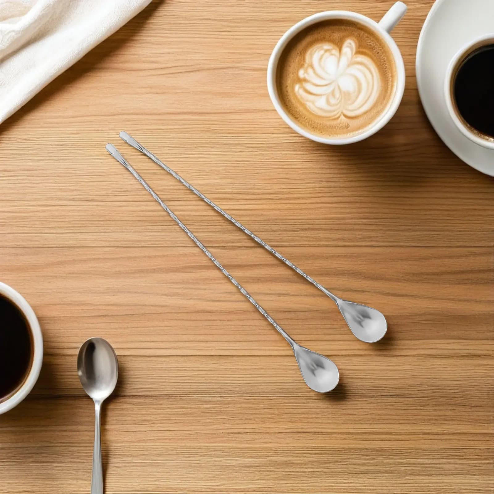 5Pcs Stainless Steel Drink Stirrer Spoon 12 Inch Long Handle Cocktail Mixing Stick for Bar Shaker Tall Glasses Whiskey Tea Milk