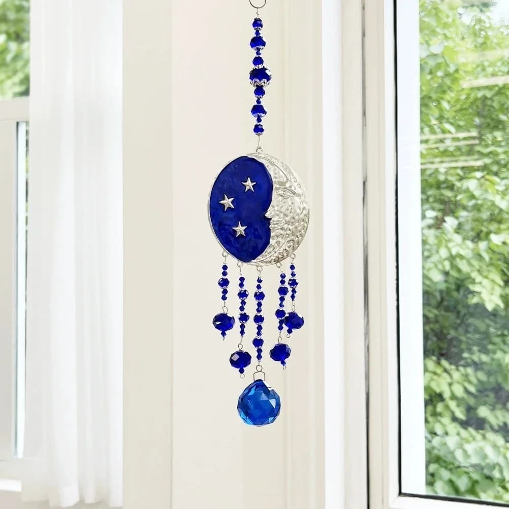 Creative Devil Eye Blue Wind Chimes Lucky Charm Hanging Crystals Sun Catcher Ornament Garden Yard Decoration Crafts Pendant Gift