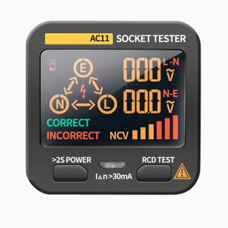 Rilevatore di Presa Digitale Intelligente ABIJ-Smart AC11 per Spina UK, Tester di Rilevamento Polarità e Fase della Linea Neutro