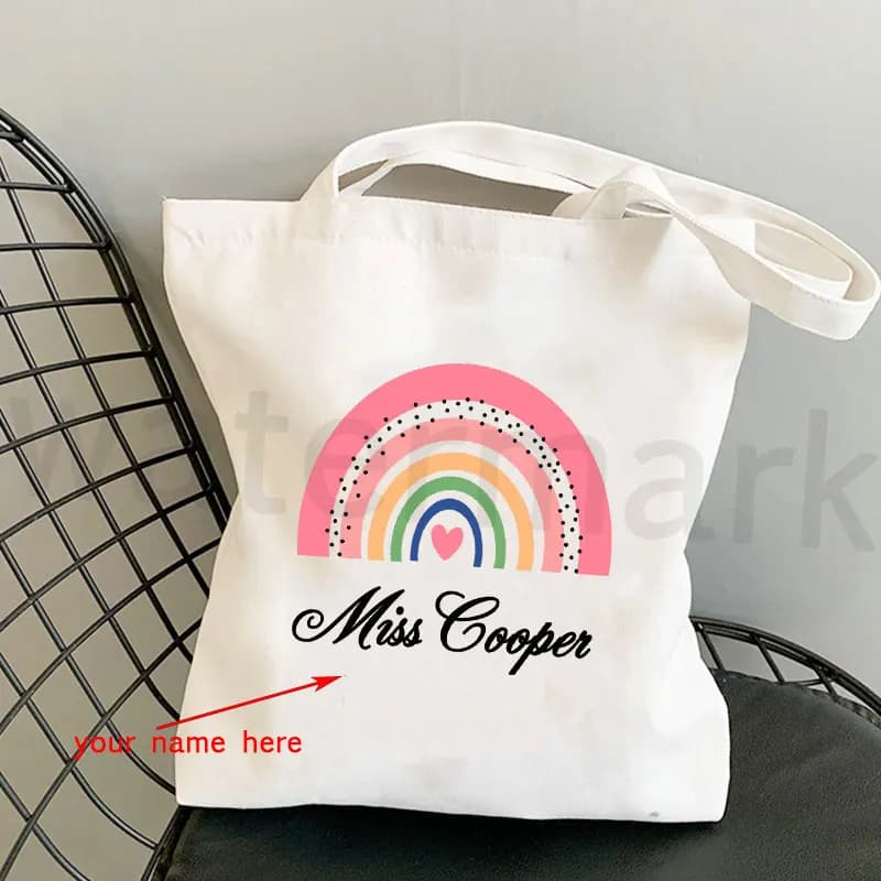 Pacchetto nome personalizzato insegnanti regalo insegnante Tote Bag Casual Back To School borsa a tracolla pieghevole donna borsa di tela piano insegnanti