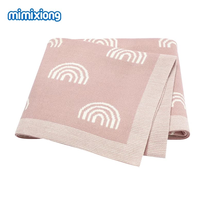 Coperte per bambini Cute Rainbow Pattern lavorato a maglia neonato Unisex passeggino mensile Swaddle Wrap trapunte Cover 90*70cm tappetino per bambini