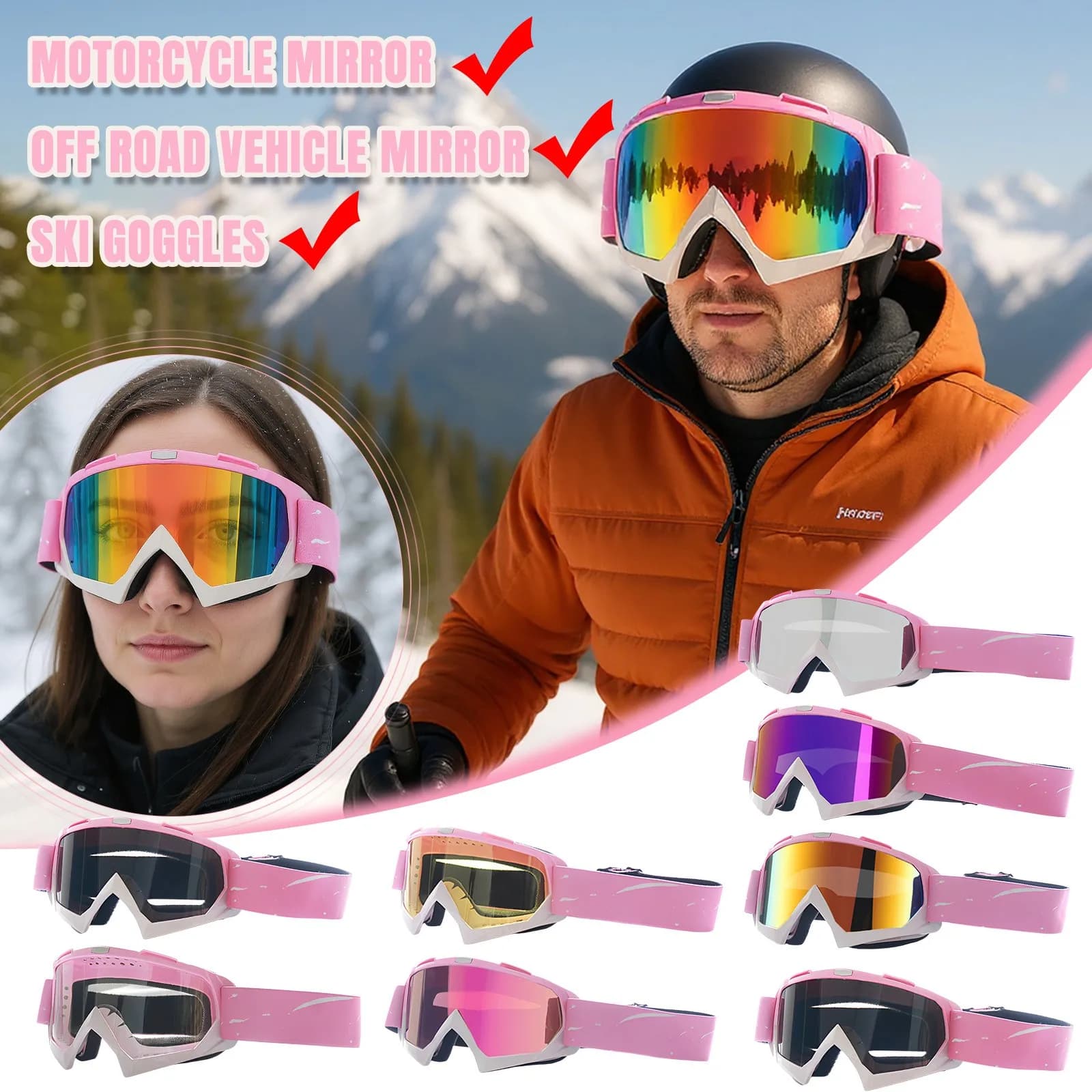 Occhiali da sci antivento, resistenti alla neve, ai raggi UV, antiappannamento, maschera da sci, occhiali tattici, occhiali da sole