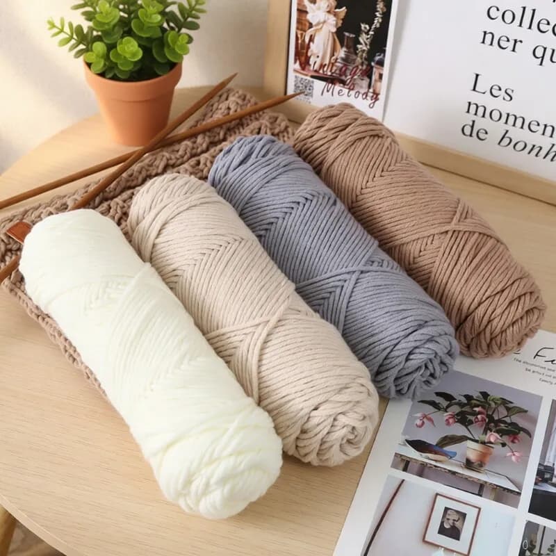 95g/Pc Milk Cotton Yarn Woolen Yarn Soft Pure Colour Lover Yarn 8 strand Knitting Wool Thread for Handmade DIY Scarf Hat Yarn