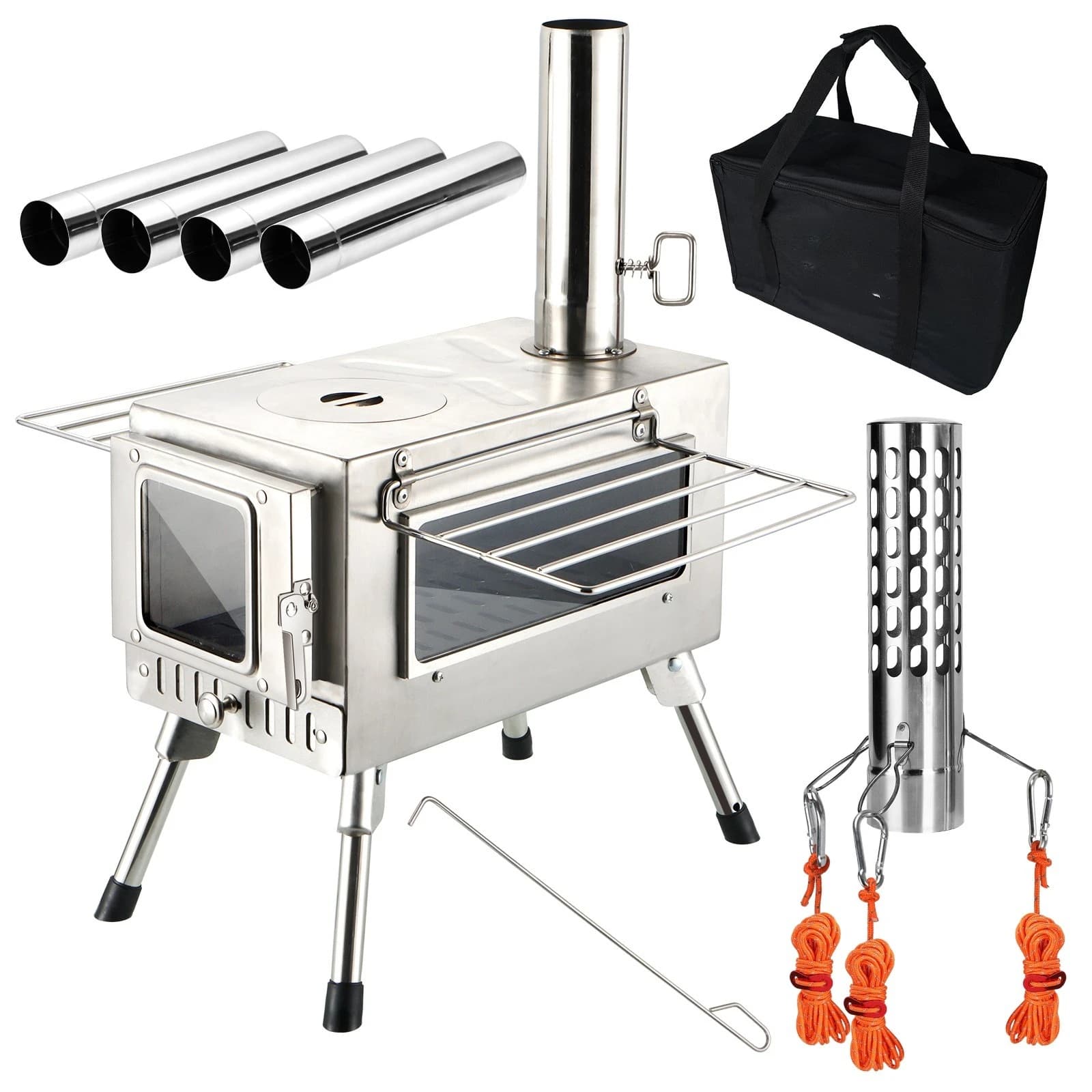 Outdoor camping Stainless steel wood stove Multifunctional tent stove Portable picnic stove Heating