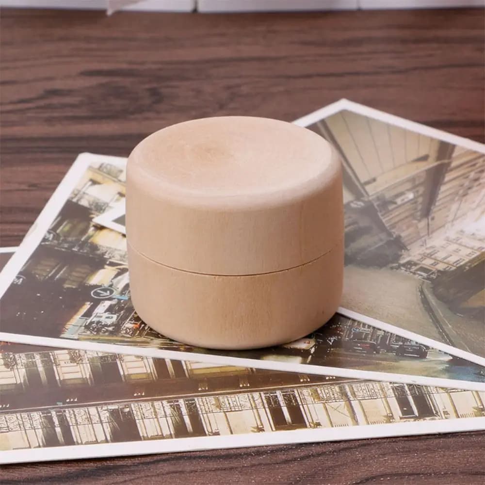 Wooden Round Vintage Wedding Natural Ring Jewelry Storage Box Case Decorative