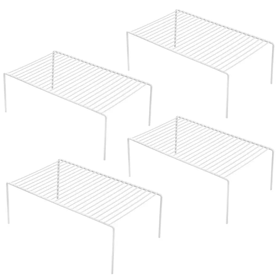 Grande ripiano per armadio da cucina/congelatore da 15,7 x 9,4 pollici, set di 4 ripiani in filo metallico antiruggine, scaffale porta spezie, organizer per armadietto