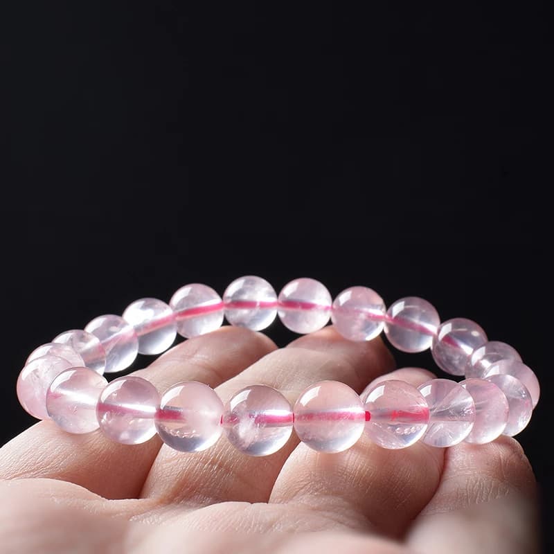 Braccialetto di perline di quarzo rosa naturale braccialetto elastico a mano in cristallo di quarzo rosa ghiaccio reale per gioielli da donna regalo di guarigione Reiki
