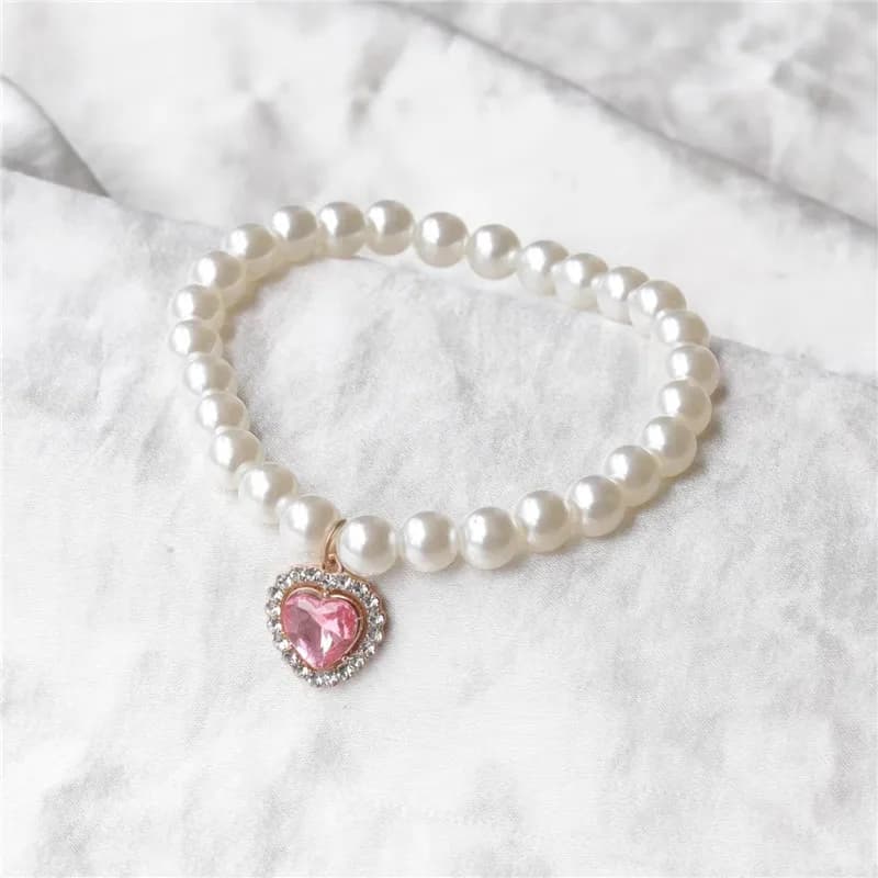 Collane per cani con perle Collane di lusso con strass bling Collare per gatti da sposa Gioielli a forma di cuore Cani Vestiti per gatti Costume Accessori per animali domestici