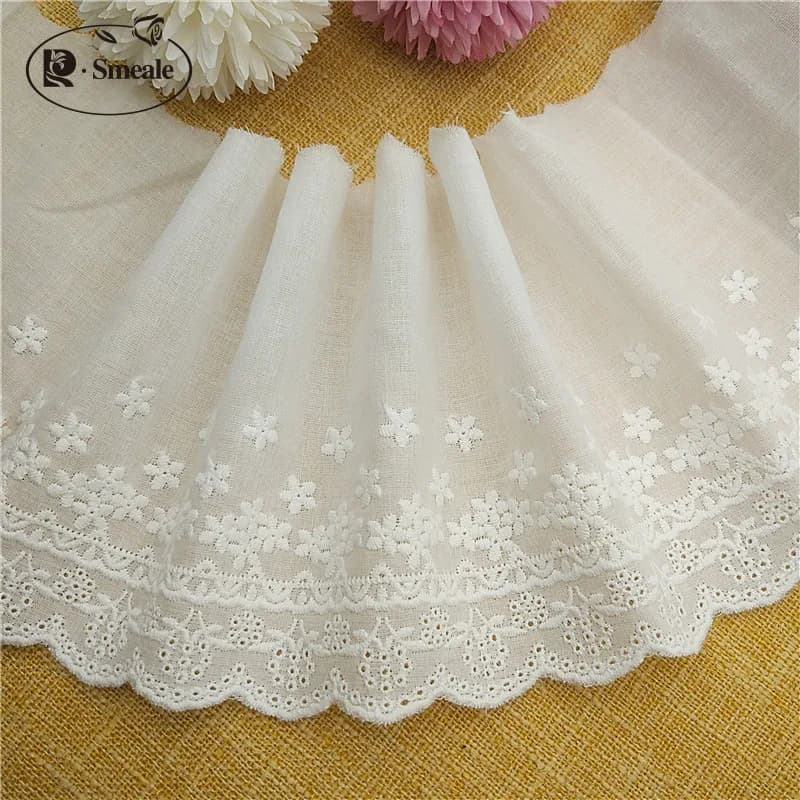 DIY Handmade Cotton Embroidery Lace, Baby Clothes, Skirt Decoration Fabric, Pure Cotton Trim, RS1988, New Clothing Accessories