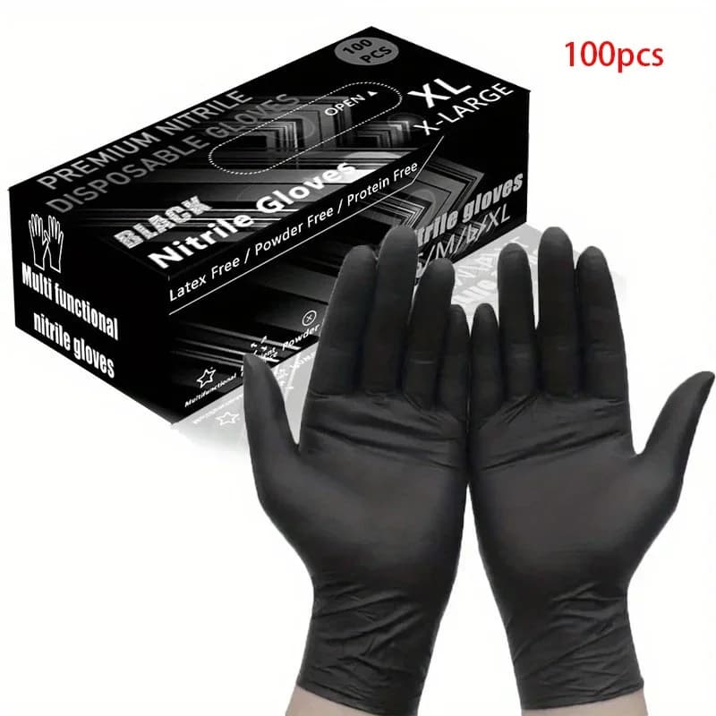 100/50/20 pezzi guanti monouso in nitrile senza polvere in lattice nero perfetti per tatuaggi manicure pulizia del salone abbigliamento usa e getta