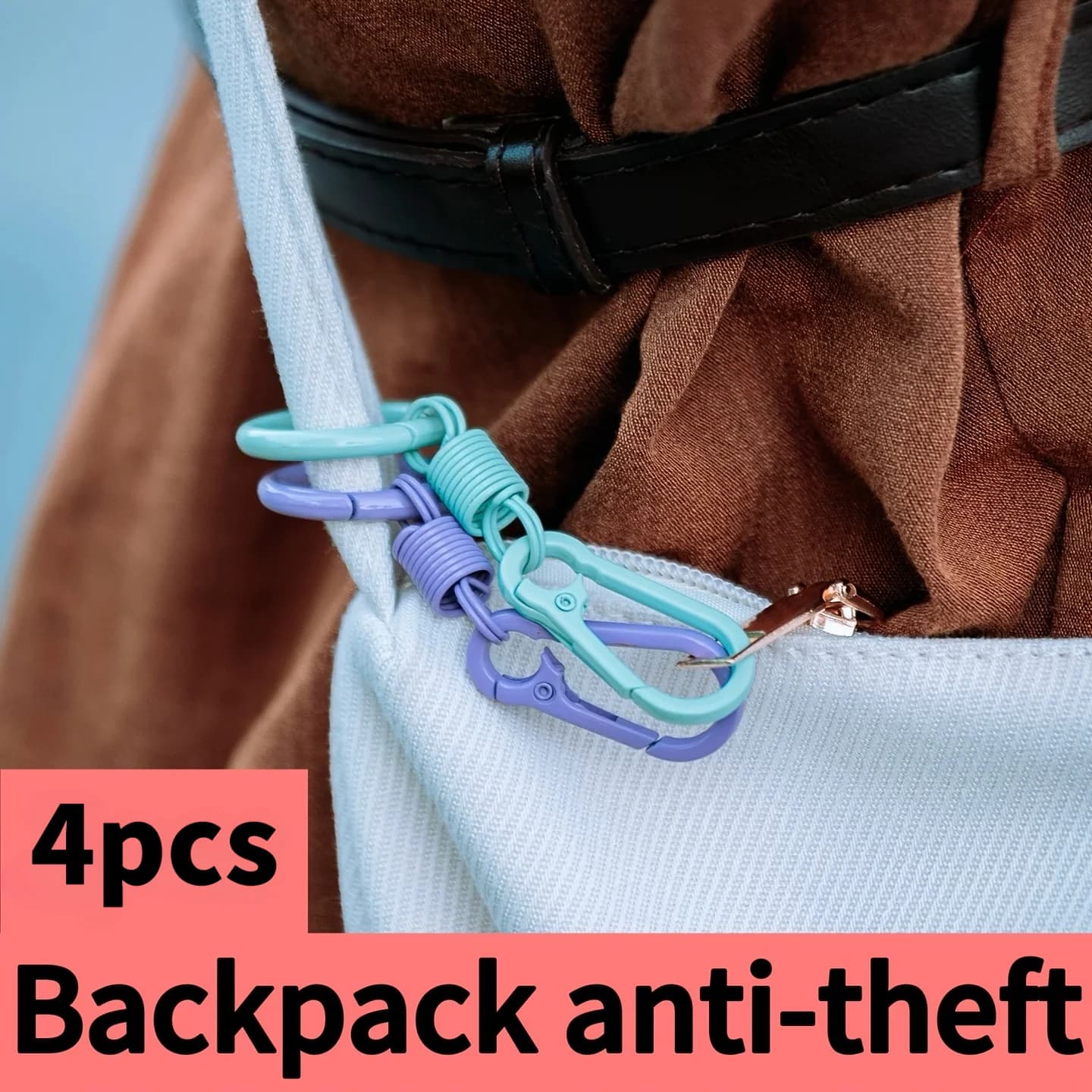 Random 4Pcs Anti‑Opening Safety Buckle, Anti‑Theft Zipper Pull for Backpack, Travel Luggage Anti‑Theft Lock Accessory