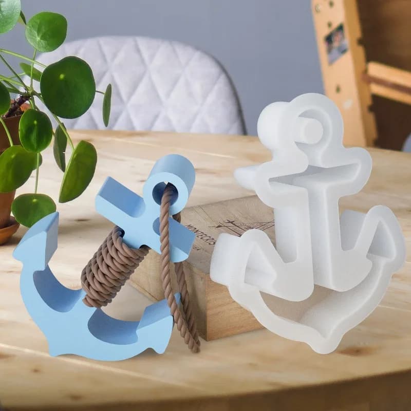 Set di 2 Stampi in Silicone per Resina a Tema Marino Irregolare: Ancora e Barca di Carta - Decorazioni Artigianali da Tavolo