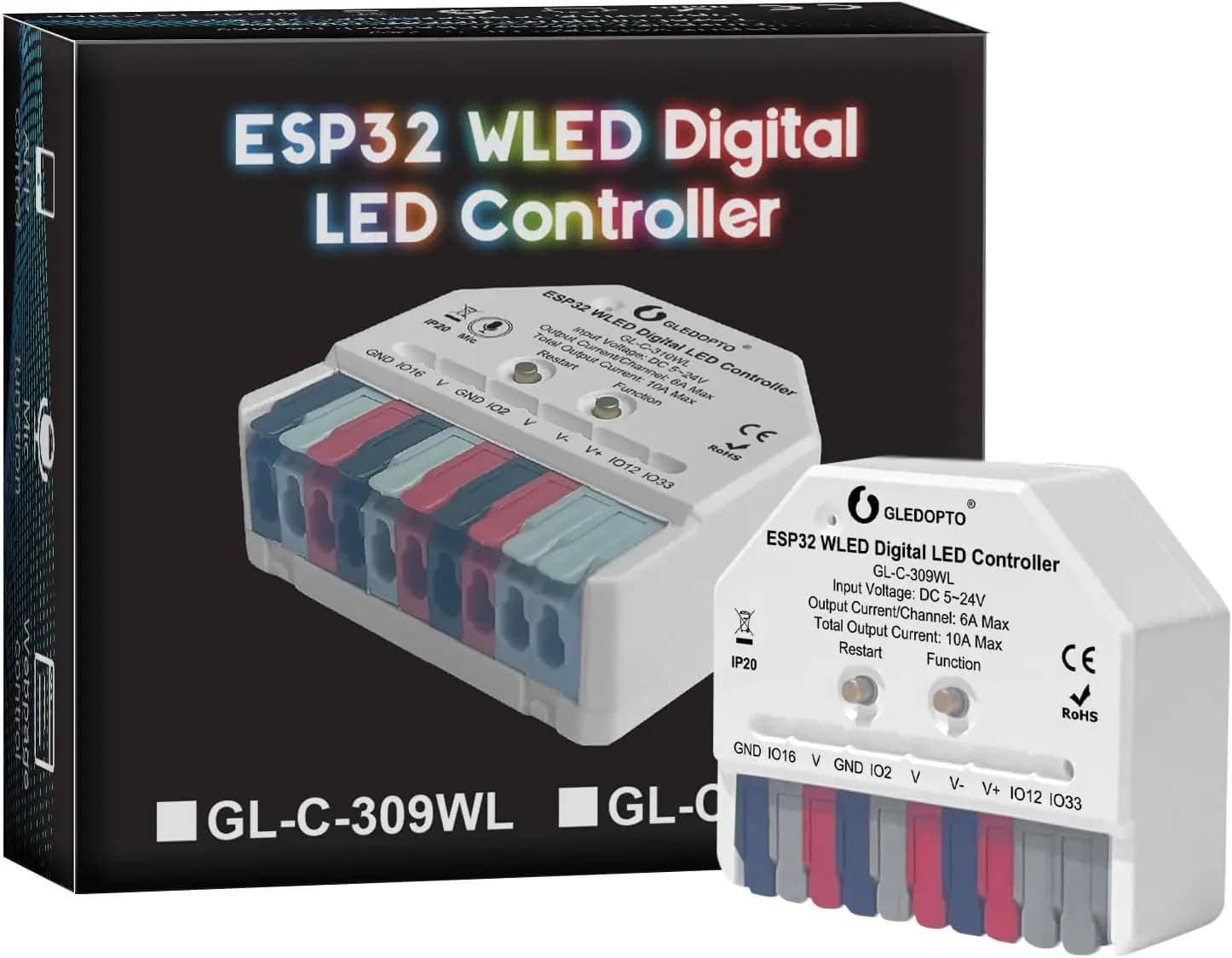 Controller LED ESP32 Mini WLED per Illuminazione Dinamica Fai-da-Te, Compatibile con Strisce WS2811/WS2812/SK6812/TM1814, Cablaggio Semplice
