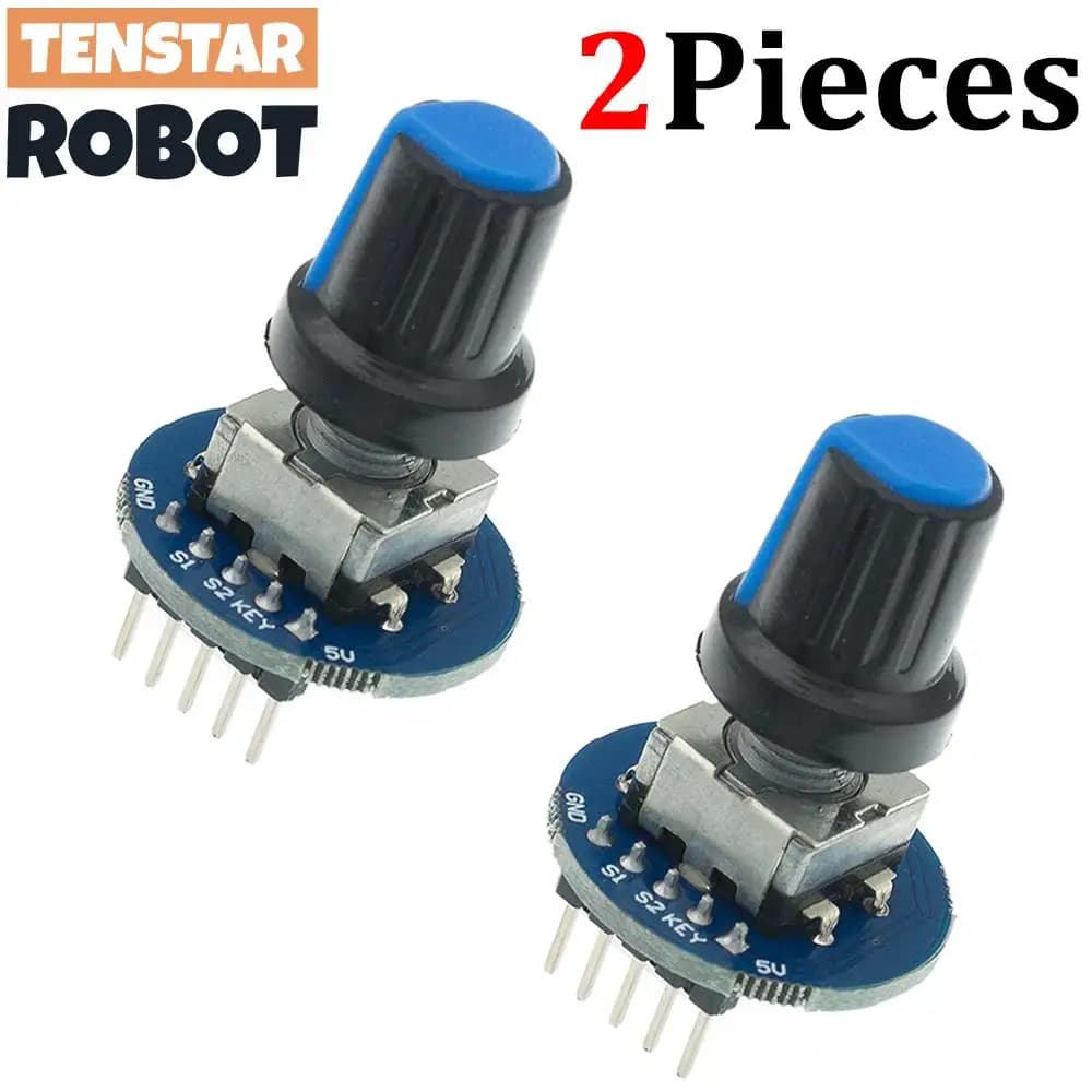 TENSTAR 2PCS Modulo Encoder Rotativo Sviluppo Sensore Mattone Rotondo Audio Rotante Potenziometro Tappo Manopola EC11