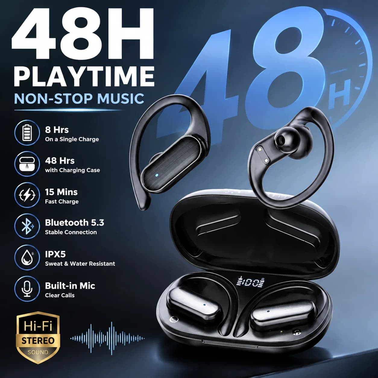 NEW A520 Bone Conduction Headphones Wireless Bluetooth 5.3 Open Ear Earphones for Sports Running, Waterproof HiFi Stereo Sound
