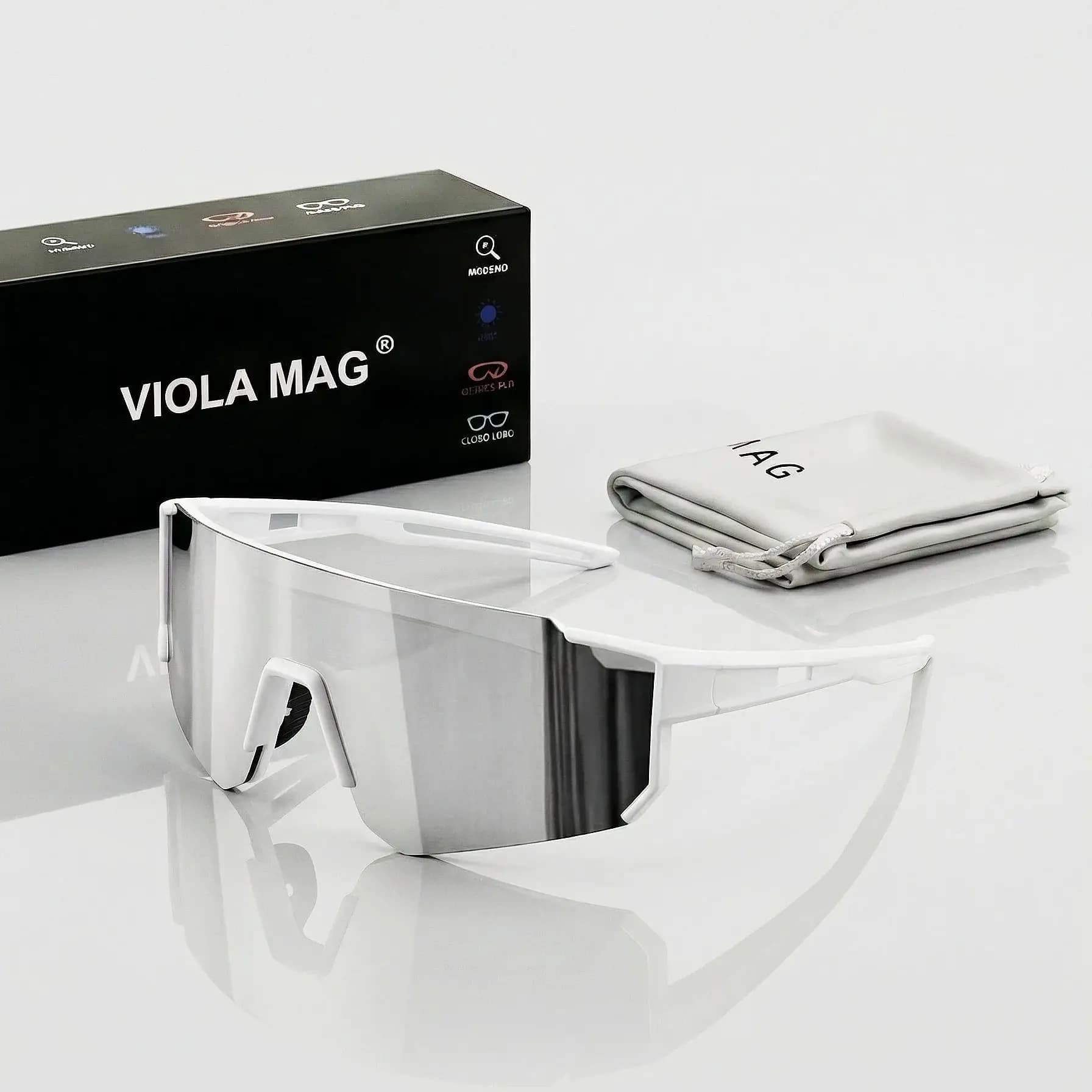 Occhiali da Sole Sportivi Unisex VIOLA MAG, Montatura Oversize per Ciclismo, Lenti Leggere in TR90, Antiscivolo per Corsa, Pesca, Escursionismo