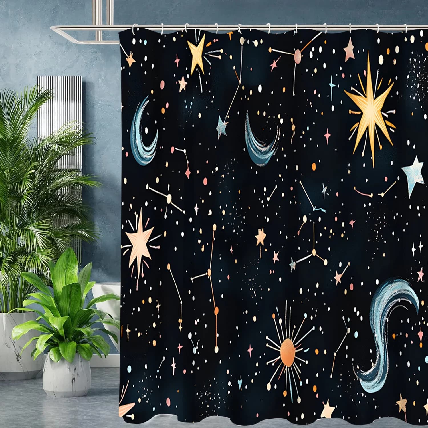 Tenda da bagno moderna stye cielo stellato Tenda da doccia per bagno impermeabile con 12 ganci Home Deco