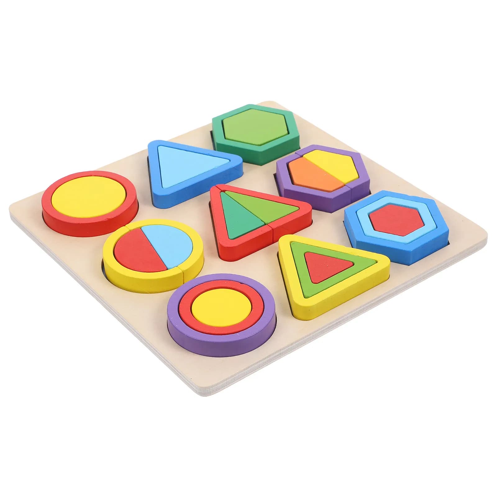 Set di Blocchi in Legno Educativi con Forme Geometriche per Bambini, Apprendimento Precoce, Abbinamento Colori Arcobaleno