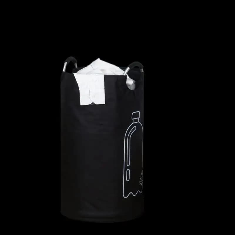 [C] Large Capacity Empty Bottle Storage Basket With Aluminum Handle 82L Wastewater Bottle Collector Bag Folding Recycling Bin