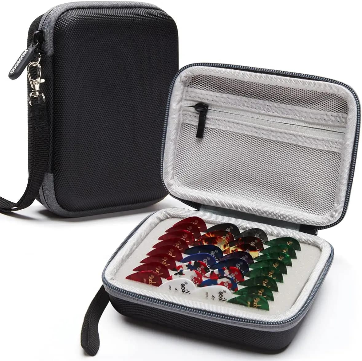 Custodia Porta Plettri per Chitarra Compatibile con Strumenti Musicali, Accessori per Chitarra, Custodia Porta Plettri di Tutte le Dimensioni, Borsa Grigia