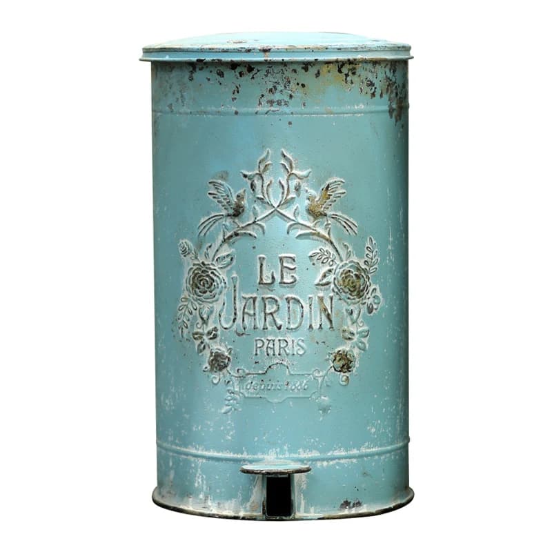 Pattumiera rotonda in metallo adatta per la cucina e il cestino per rifiuti all'aperto GardenRural Farmhouse Tavern Storage Barrel