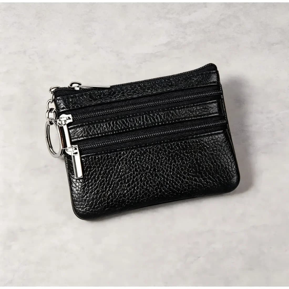 Mini portamonete da donna in morbida vera pelle, portamonete portatile e piccola custodia con portachiavi, delicata borsa tascabile per contenere monete, carte e chiavi, design elegante per lo shopping quotidiano e per l'uso in viaggio.