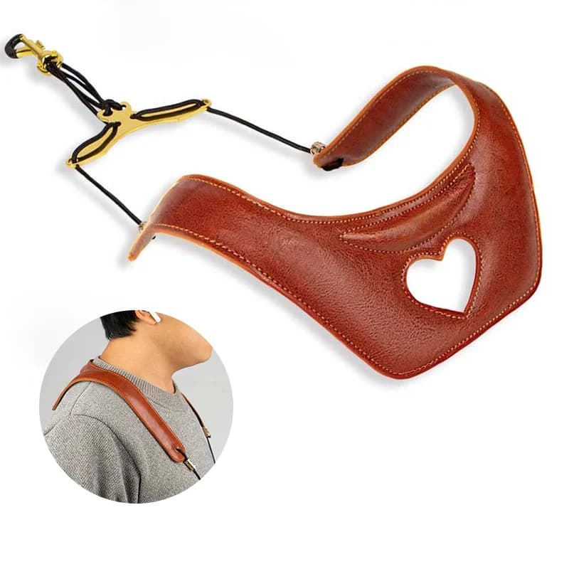 Saxophone Neck Strap Soft Sax Leather Padded with Adjustable Bend and Foldable Shoulder Strap for Alto Tenor Baritone Soprano
