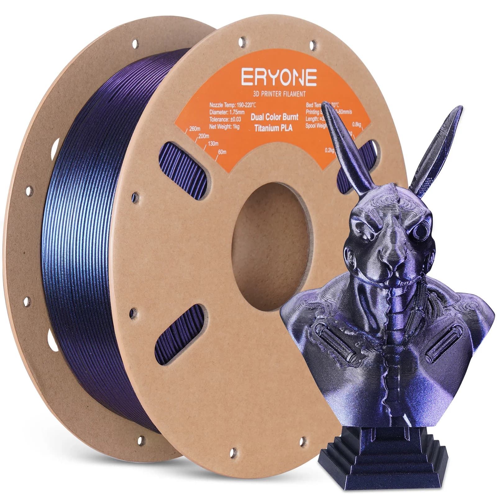ERYONE Filamento PLA Serie Colore Bruciato 1KG 1.75mm, Filamento per Stampante 3D Glitter Multicolore Singolo, Doppio, Triplo e Arcobaleno
