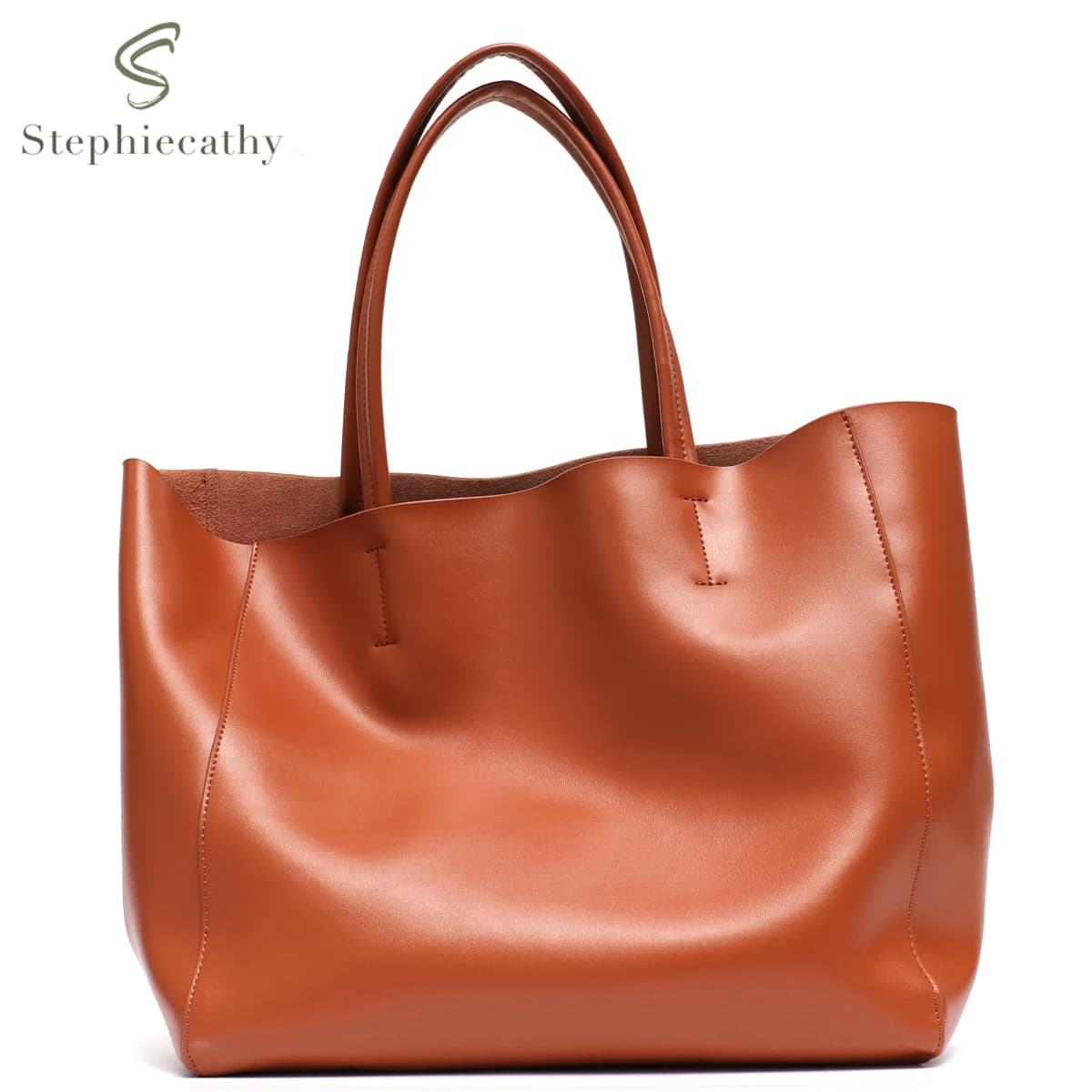 Minimalist Large Tote Bag for Women Handbags Genuine Leather Fashion Casual Great Capacity Daily Use Work Shopping Travel