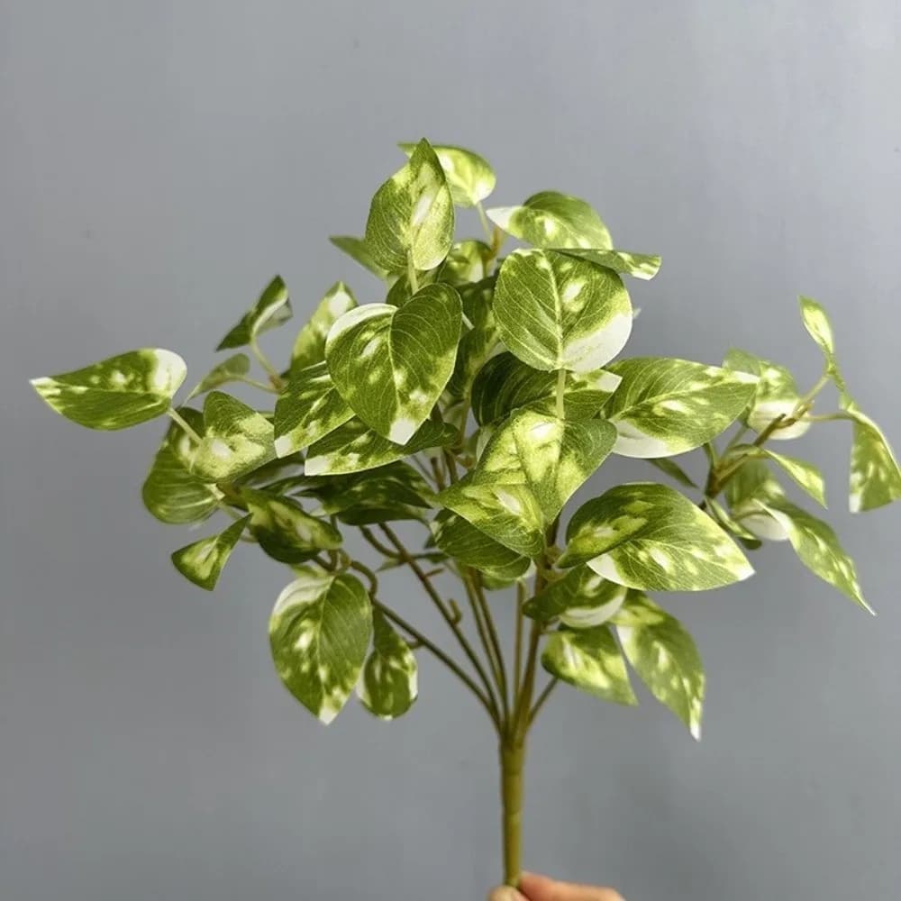 8 Heads Artificial Green Plant Real Touch Lifelike Simulation Greenery Realistic Handmade Fake Plastic Plants Birthday Decor