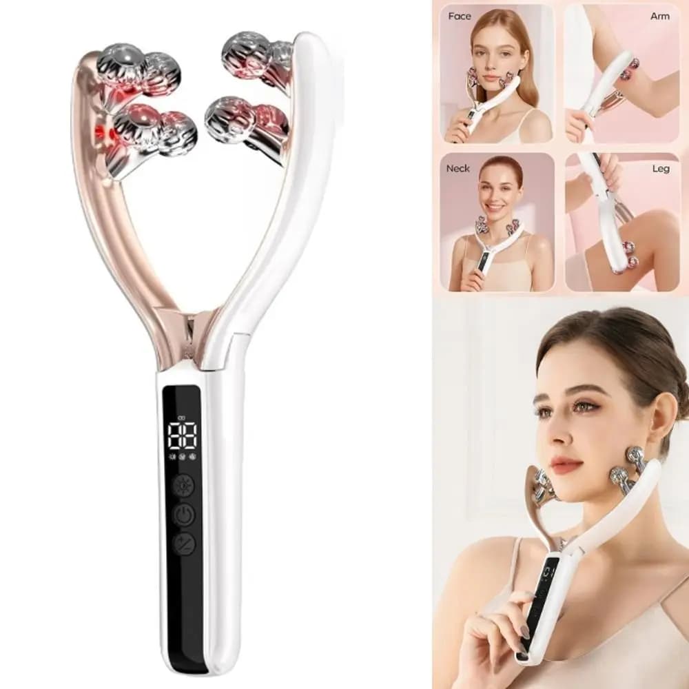 with 3D Roller Wireless Microcurrent Facial Massager 3 Intensity Levels Rechargeable Lifting Toning Tool Portable Easy to Use