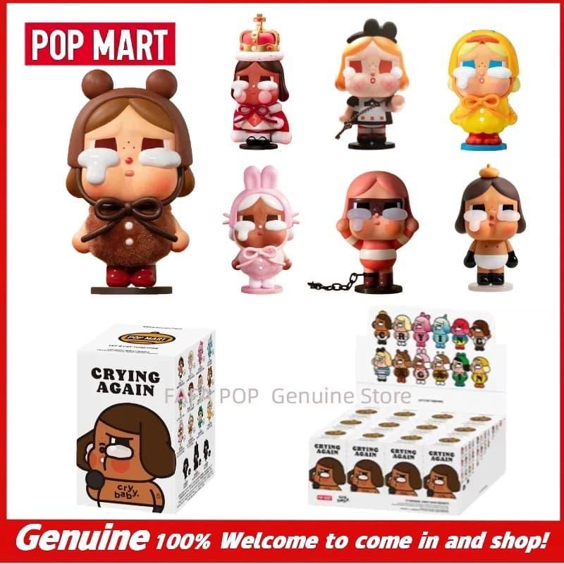 Nuova Serie POPMART CRYBABY CRYING AGAIN, Blind Box, Action Figure Kawaii, Giocattoli Creativi da Scrivania, Mystery Box, Regali a Sorpresa