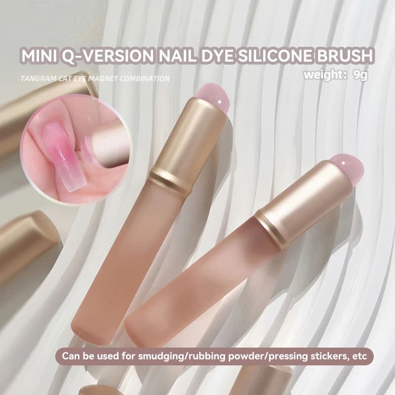 Professional Pink Single-Head Silicone Nail Art Pen Brush for Gel Spreading & Blending White Sponge Nail Polish Blending Tool
