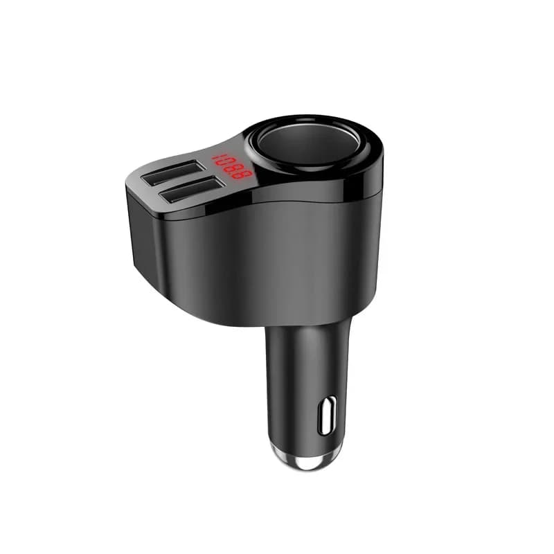 1pcs Car charger, mobile phone fast charging, 12v cigarette lighting power supply, 3-in conversion plug, USB charging port parts