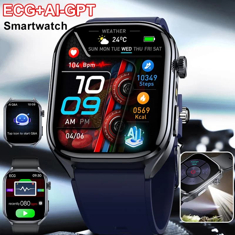 Smartwatch Marsyu per Analisi Corporea con ECG+PPG, HRV, Acido Urico, Ossigeno nel Sangue, Chiamate Bluetooth e Funzioni Salute per Uomo