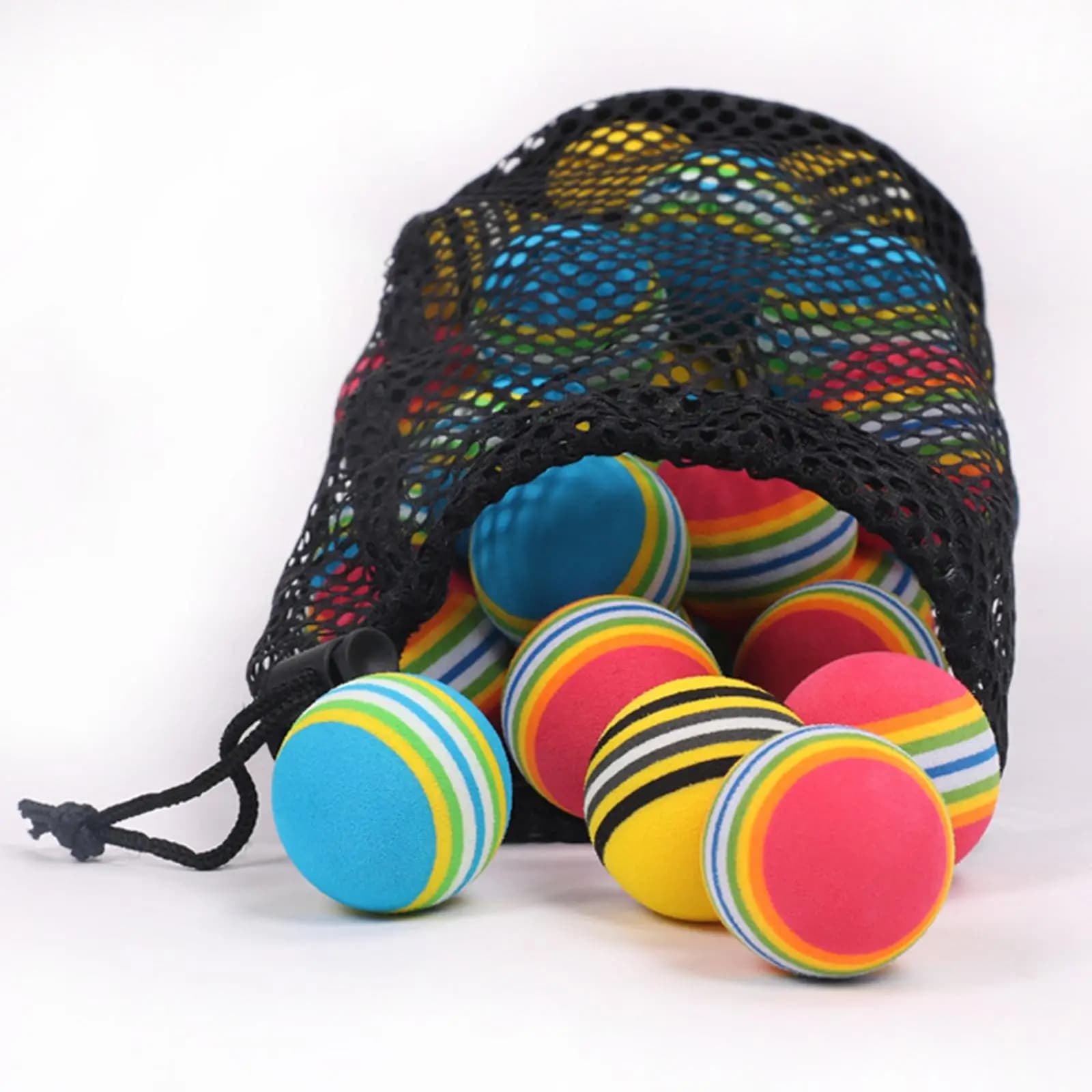 Borsa a rete per accessori da golf in nylon resistente con chiusura a cordino per campeggio e uso in campo