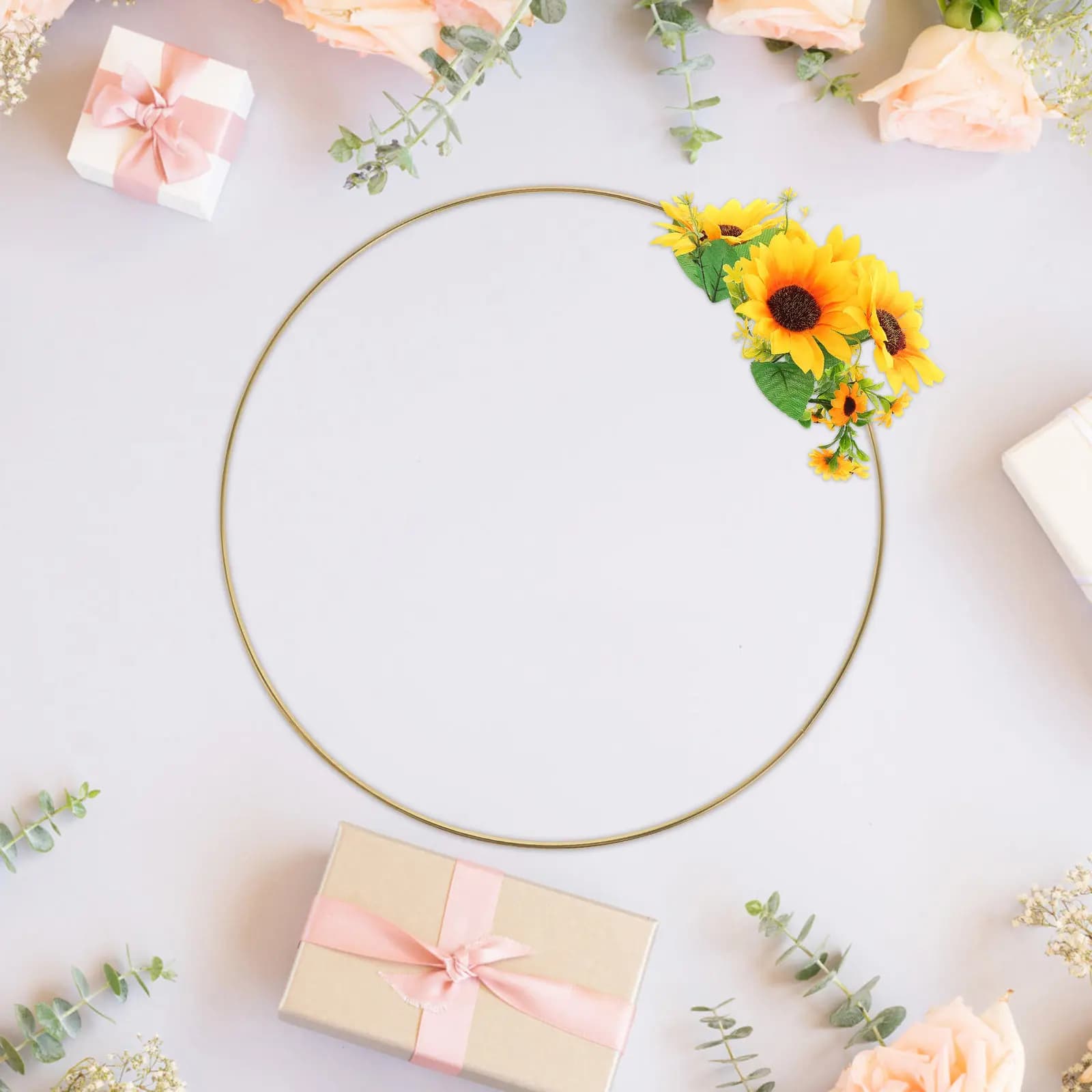 7Pcs 30Cm Metal Wreath Hoops Set Strong Galvanized Iron Dreamcatcher Elegant Electroplated Floral Hoop Craft