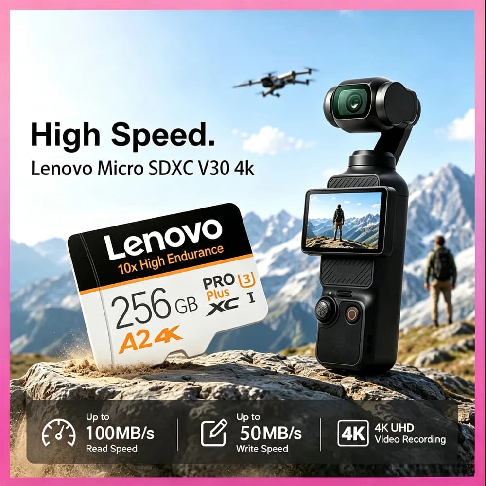 Lenovo Original 256GB Micro SD Card UHS-I A2 4K Memory for Nintendo Switch PC Insta360 DJI Drone - Flash Memory Card