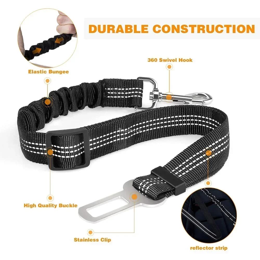 Cintura di sicurezza per cani da 1 pezzo, cintura di sicurezza per auto per cani elastica, imbracatura per auto per animali domestici con fibbia e chiusura a gancio, guinzaglio di sicurezza per veicolo