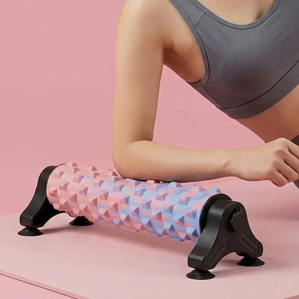 Rullo Massaggiante in Schiuma Solida con Ventosa e Supporto Rimovibile, Rullo per il Corpo per Rilassamento Muscolare e Stretching Profondo della Schiena