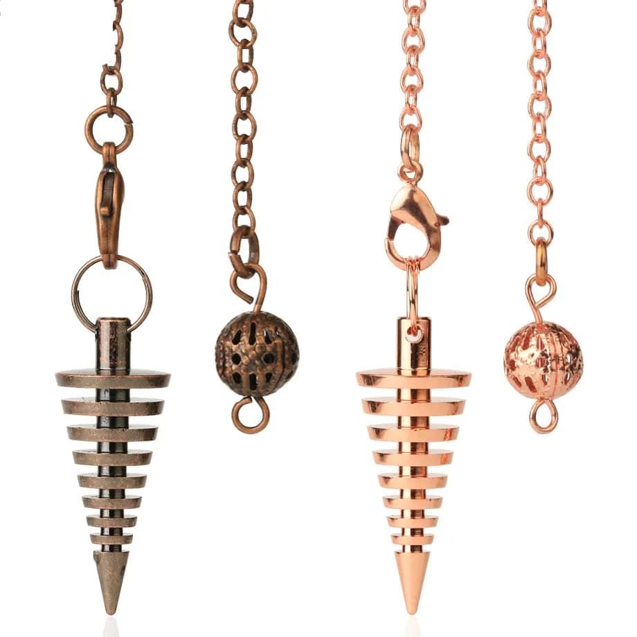 Penduli a cono a spirale in metallo ramato per rabdomanzia Divinazione Energia Meditazione Scrying Stregoneria Pendulums Strumento Penduli spirituali
