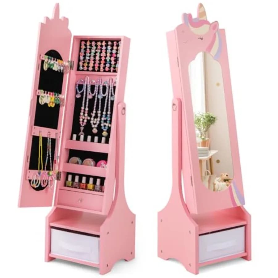 Armadio Portagioie a Tema Cavallo 45.5, Organizer of Jewels in Wood from Earth with Mirror in Figure Interior, Box Container for Vanity and Accessories