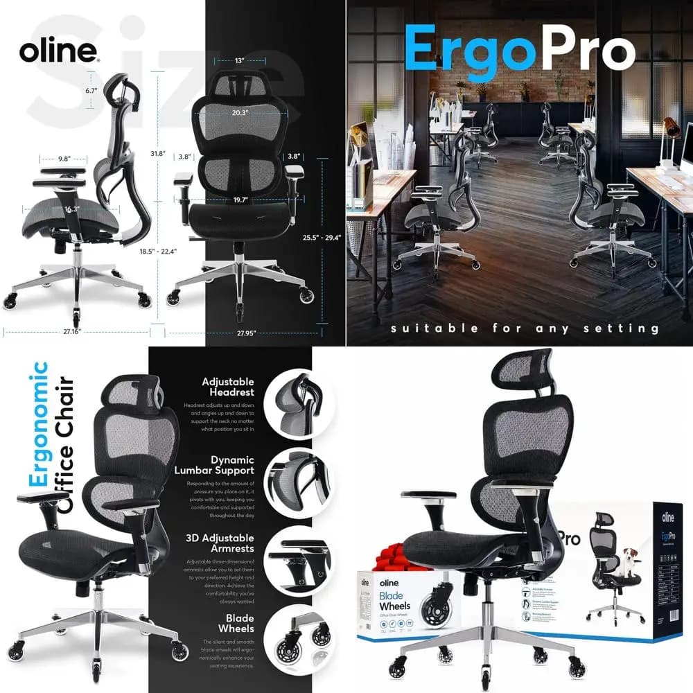 Sedia da Ufficio Ergonomica Regolabile con Braccioli 4D, Supporto Lombare 3D, Tessuto in Rete e Ruote a Lama per un Comfort Ottimale nel Gaming e